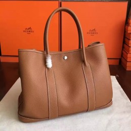 Replica Hermes Tan Garden Party 30 Textured Leather Bag