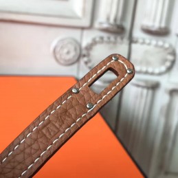 Replica Hermes Brown Pebbled Kelly Wallet Silver Hardware
