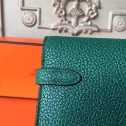 Replica Hermes Teal Green Kelly Wallet Silver Hardware