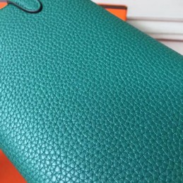 Replica Hermes Teal Green Kelly Wallet Silver Hardware