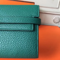 Replica Hermes Teal Green Kelly Wallet Silver Hardware
