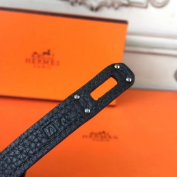 Replica Hermes Black Pebbled Kelly Wallet Silver Hardware
