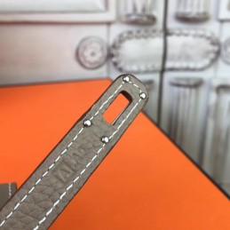 Replica Hermes Gray Pebbled Kelly Wallet Silver Hardware