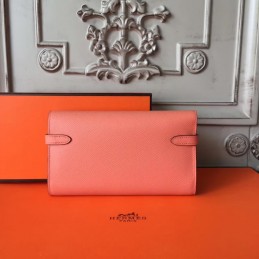 Replica Hermes Coral Pink Kelly Wallet Gold Hardware