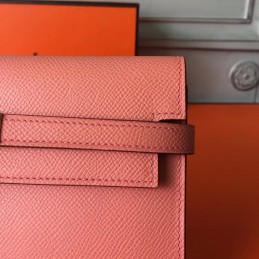 Replica Hermes Coral Pink Kelly Wallet Gold Hardware