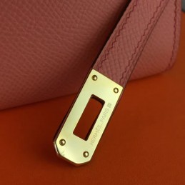 Replica Hermes Coral Pink Kelly Wallet Gold Hardware