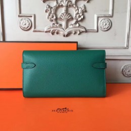 Replica Hermes Green Kelly Wallet Gold Hardware