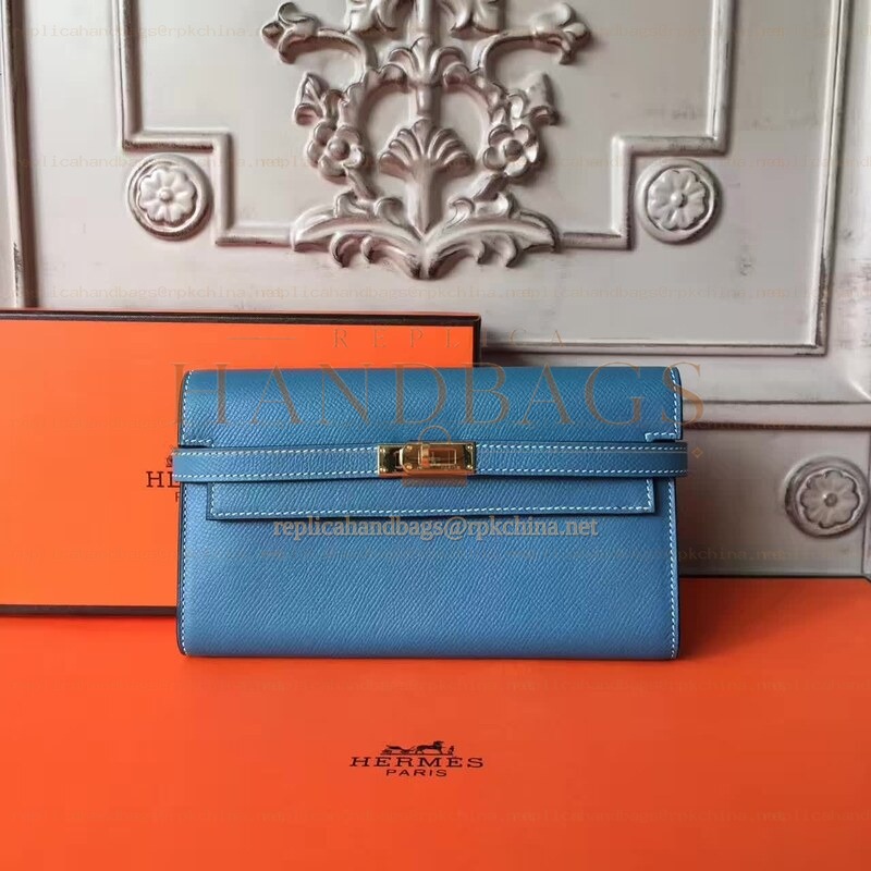 Replica Hermes Blue Kelly Wallet