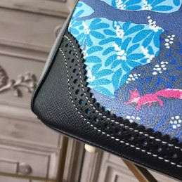 Replica Hermes Black Blue Multicolor Print Birkin 35 Bag