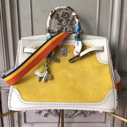Replica Hermes White Yellow Birkin 35 Bag