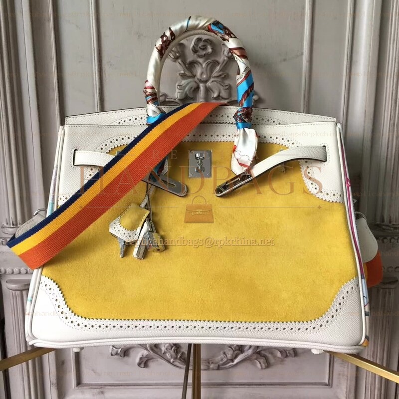 Replica Hermes White Yellow Birkin 35 Bag