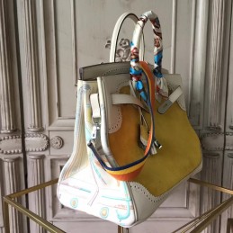 Replica Hermes White Yellow Birkin 35 Bag
