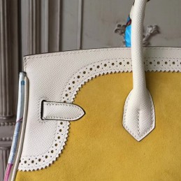 Replica Hermes White Yellow Birkin 35 Bag