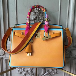 Replica Hermes Yellow Blue Birkin 30 Bag
