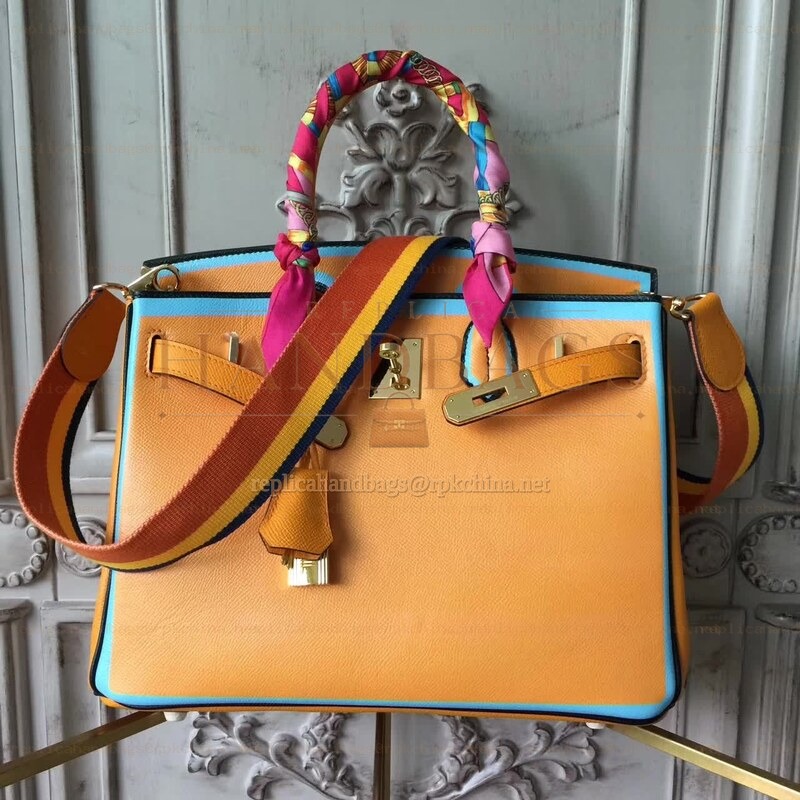 Replica Hermes Yellow Blue Birkin 30 Bag