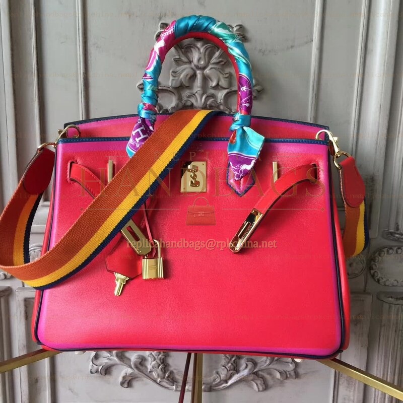 Replica Hermes Red Multicolor Birkin 30 Shoulder Strap Bag