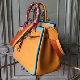 Replica Hermes Yellow Blue Birkin 30 Shoulder Strap Bag