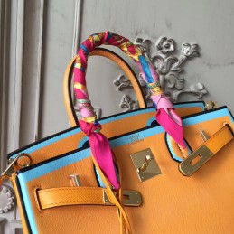 Replica Hermes Yellow Blue Birkin 30 Shoulder Strap Bag