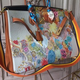 Replica Hermes White Multicolor Print Birkin 35 Bag
