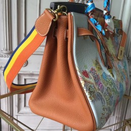 Replica Hermes White Multicolor Print Birkin 35 Bag