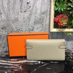 Replica Hermes Light Gray Kelly Wallet Silver Hardware