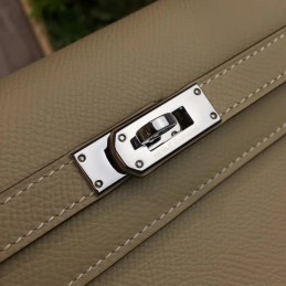 Replica Hermes Light Gray Kelly Wallet Silver Hardware