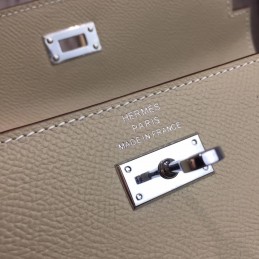 Replica Hermes Light Gray Kelly Wallet Silver Hardware