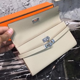 Replica Hermes Light Gray Kelly Wallet Silver Hardware