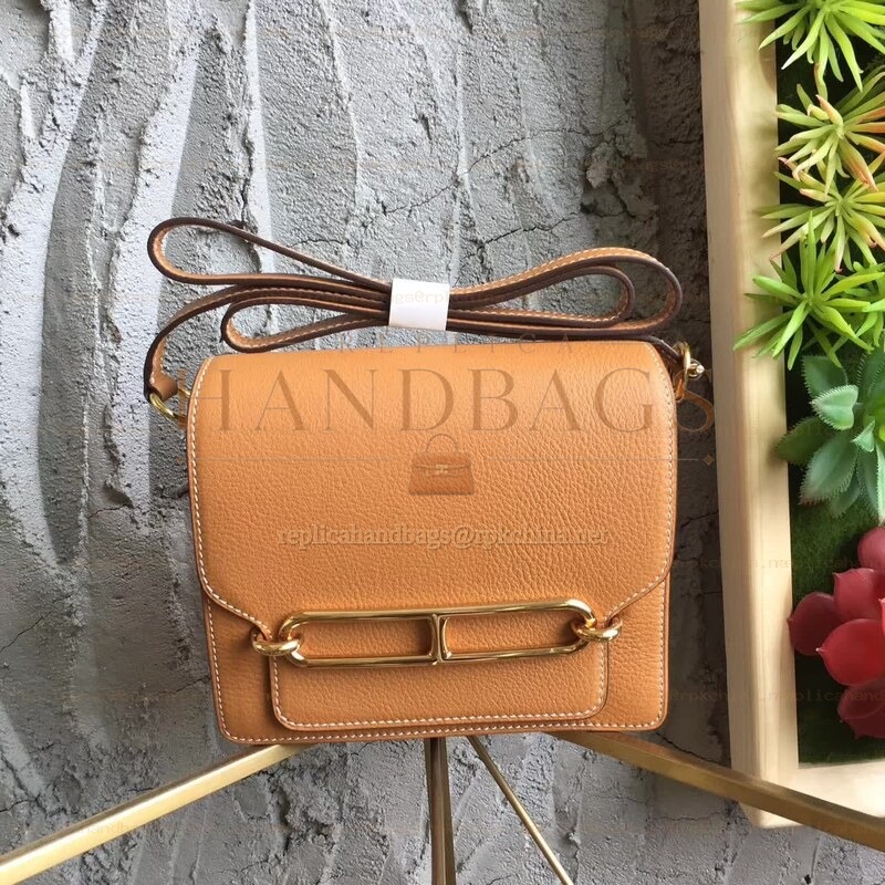 Replica Hermes Tan Roulis 18 Gold Hardware Bag