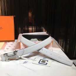 Replica Hermes White Reversible Black H Buckle Leather Belt