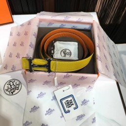 Replica Hermes Orange Leather H Buckle Belt