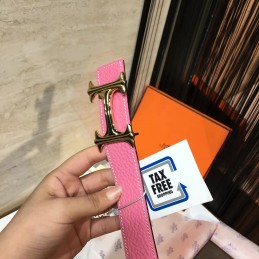 Replica Hermes Pink and Red Reversible H Buckle Leather Belt