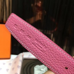 Replica Hermes Pink and Red Reversible H Buckle Leather Belt