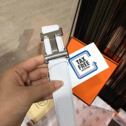 Replica Hermes White Leather H Buckle Belt