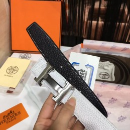 Replica Hermes White Leather H Buckle Belt