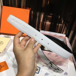 Replica Hermes White Leather H Buckle Belt