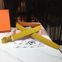 Replica Hermes Yellow Leather H Buckle Belt