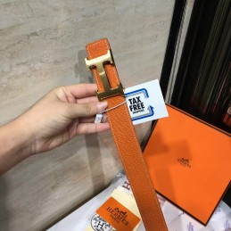 Replica Hermes Yellow Leather H Buckle Belt