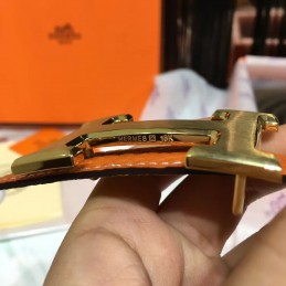 Replica Hermes Yellow Leather H Buckle Belt