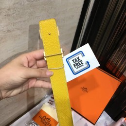 Replica Hermes Yellow Leather H Buckle Belt
