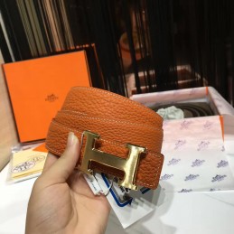 Replica Hermes Yellow Leather H Buckle Belt