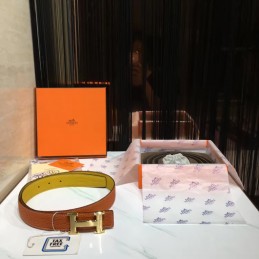 Replica Hermes Yellow Leather H Buckle Belt