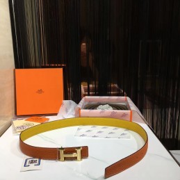 Replica Hermes Yellow Leather H Buckle Belt