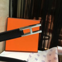 Replica Hermes White and Black Reversible H Buckle Leather Belt