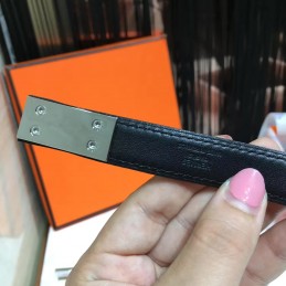Replica Hermes White and Black Reversible H Buckle Leather Belt