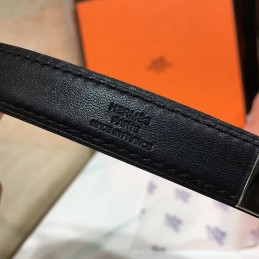 Replica Hermes White and Black Reversible H Buckle Leather Belt