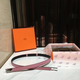 Replica Hermes Pink and Black Reversible H Buckle Leather Belt