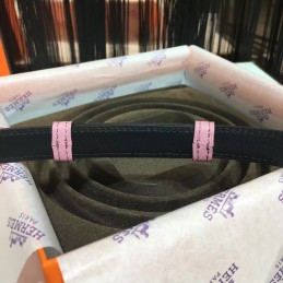 Replica Hermes Pink and Black Reversible H Buckle Leather Belt