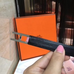 Replica Hermes Pink and Black Reversible H Buckle Leather Belt