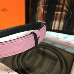 Replica Hermes Pink and Black Reversible H Buckle Leather Belt